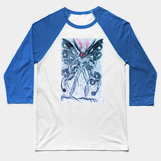 Creepy Mothman Mixed Media Drawing Baseball T-Shirt